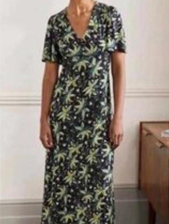 Boden Dresses & Skirts - BODEN Green and Black Floral N-Neck Jersey Midi Dress - Size - 10